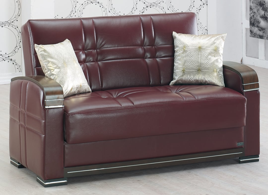 Burgundy leather loveseat deals